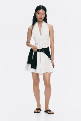 Robe dos nu avec cordons de serrage - Blanc — photo 2