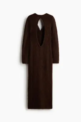 Robe en mohair mélangé avec dos ouvert - Marron foncé — photo 5