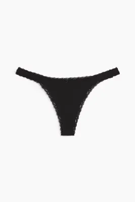 Lot de 5 strings Tanga en coton - Noir — photo 2