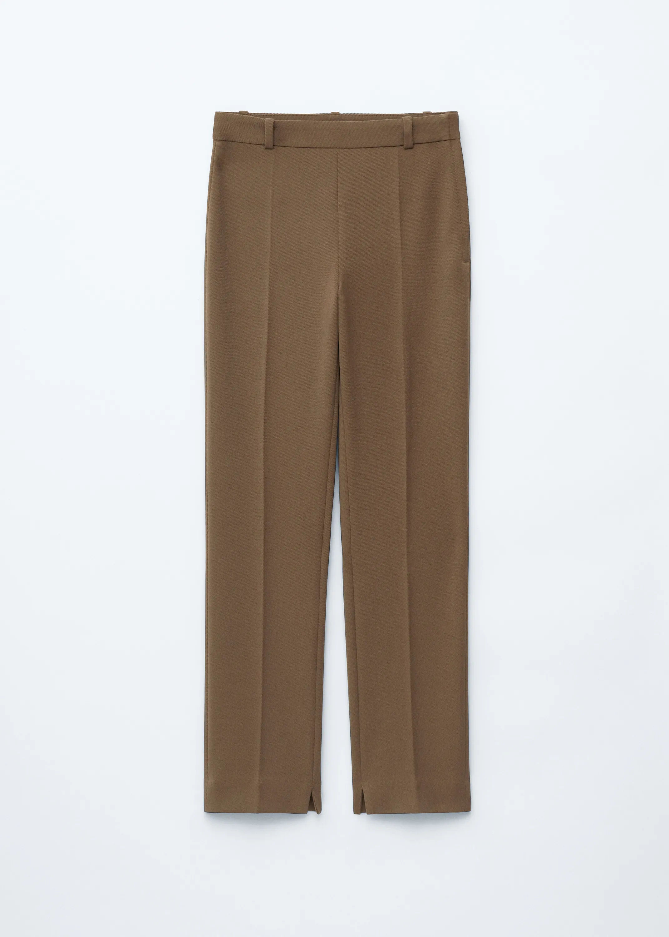 Pantalon ajusté à plis marqués - Brun kaki