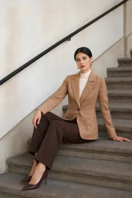 Rhode Short Coat - Beige plaid — photo 1