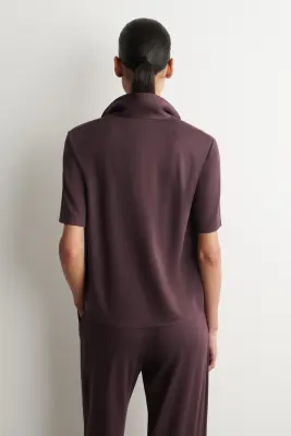 CHEMISE EN JERSEY DE MODAL - BORDEAUX — photo 4
