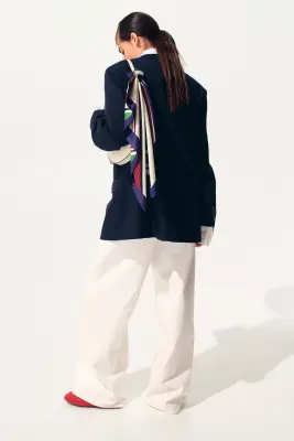 Blazer oversize à fermeture croisée - Bleu foncé — photo 3