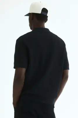 Polo Regular Fit en maille - Bleu marine — photo 3