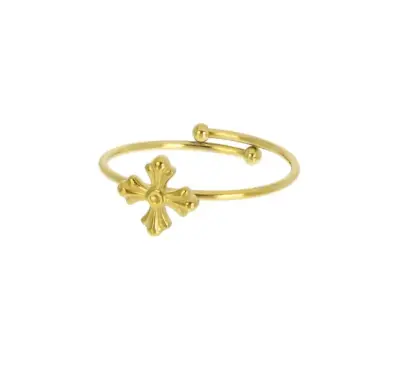 Bague croix en acier inoxydable doré — photo 1