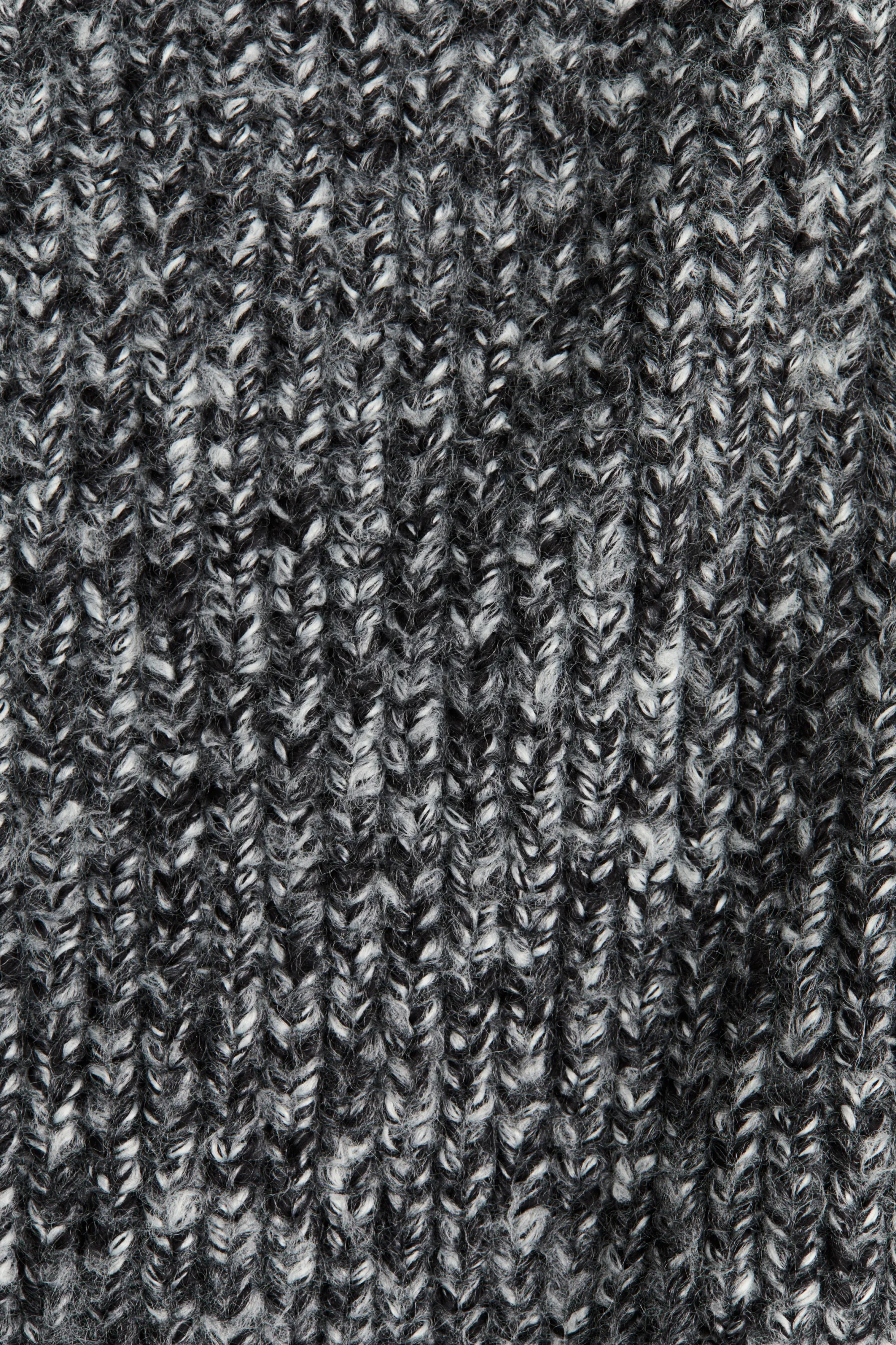 Pull en maille côtelée avec col zippé - Noir chiné