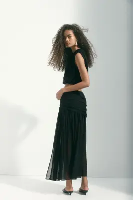 Jupe maxi vaporeuse - Noir — photo 3