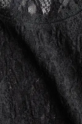 Body string en jersey façon dentelle - Noir — photo 4