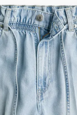 Jean paper bag avec ceinture - Bleu denim pâle — photo 2
