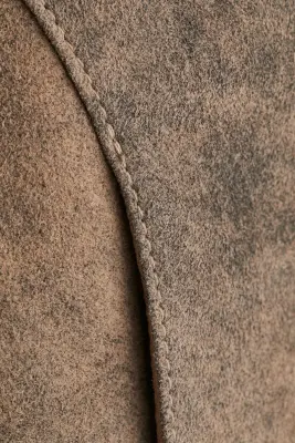 Veste en cuir velours à l'aspect délavé - Beige — photo 3