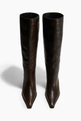 Bottes en cuir de hauteur genou - Marron foncé — photo 1