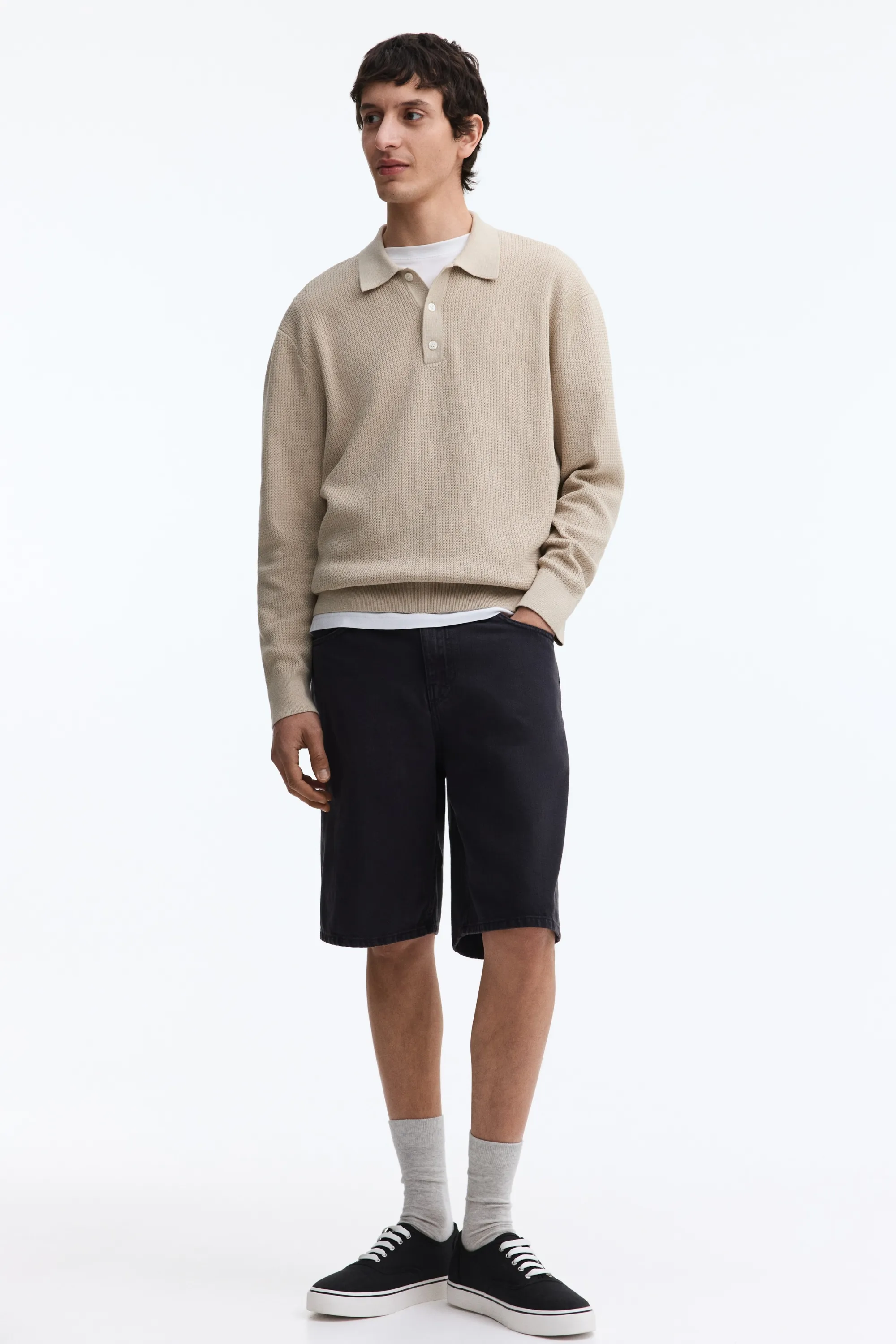 Short décontracté en denim - Noir