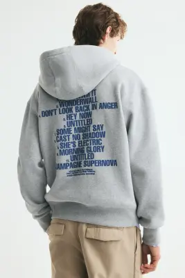 Veste imprimée Regular Fit avec capuche et zip - Gris clair chiné/Oasis — photo 3