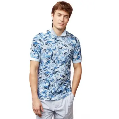 EDEN PARK POLO FLEURS Bleu — photo 1