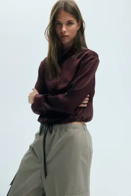 Chemise en satin - Brun rouille — photo 1