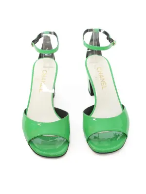 Sandales en cuir verni vert pomme à bride cheville Prix boutique 1250€ Taille 38 — photo 5