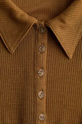 Polo en laine - Brun doré — photo 3