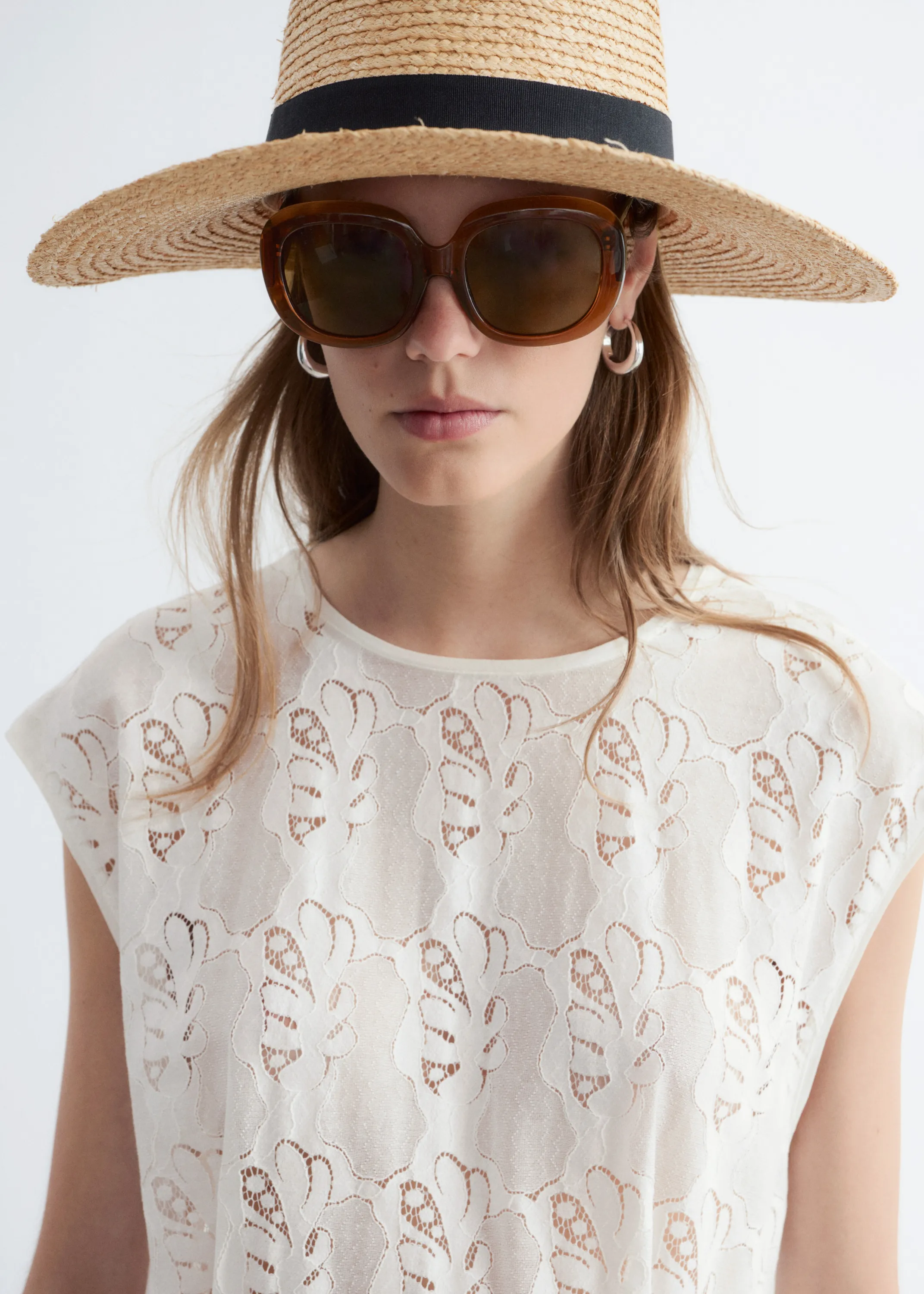 Lunettes de soleil oversize - Marron Clair