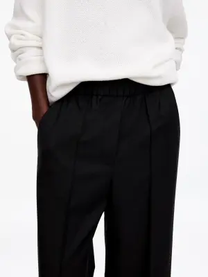 Pantalon tailleur à taille élastiquée - Noir — photo 2