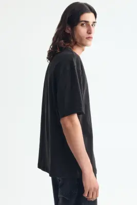 T-shirt Relaxed Fit en coton - Noir — photo 3