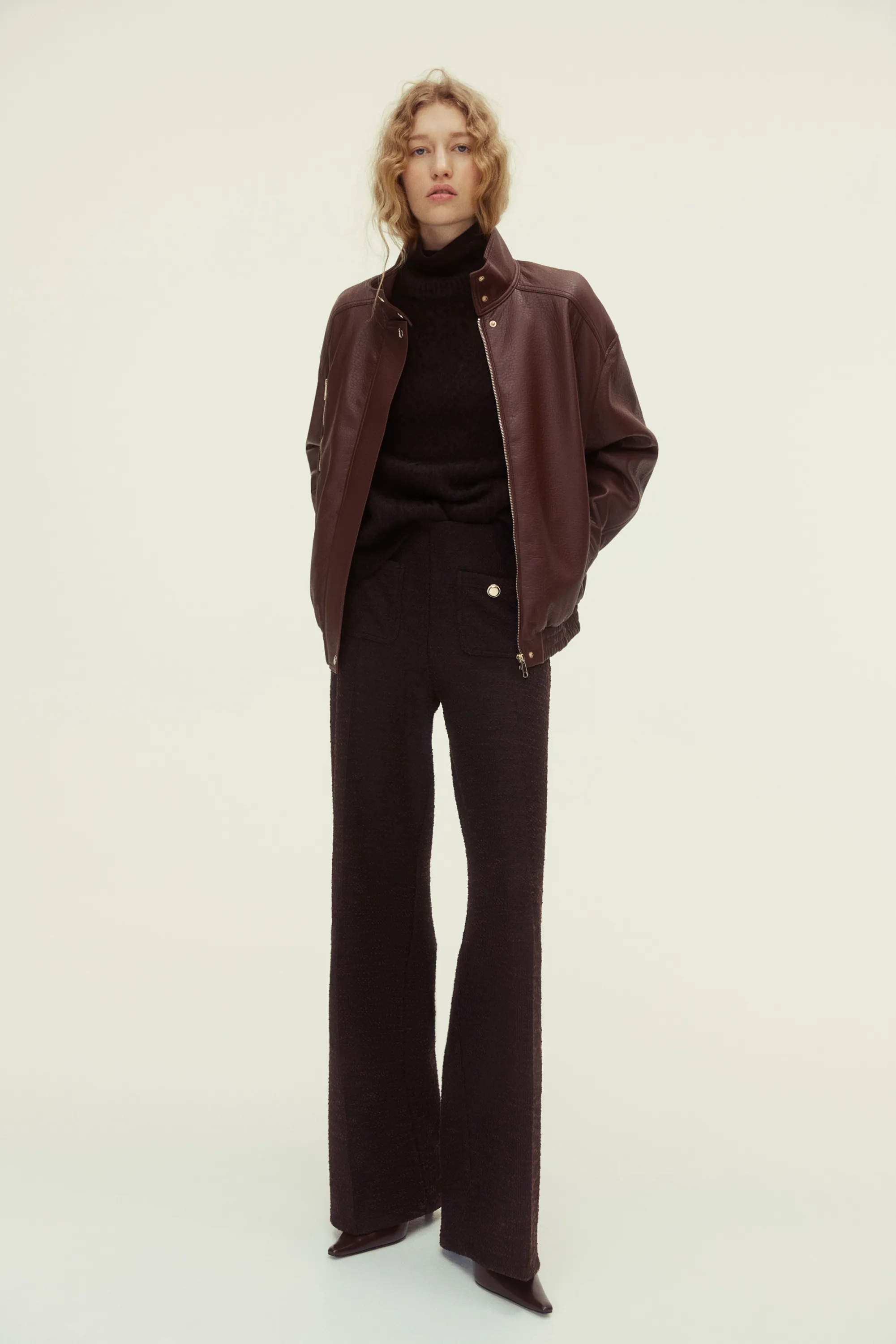 Pantalon à jambes droites - Marron foncé