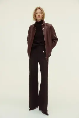 Pantalon à jambes droites - Marron foncé — photo 1