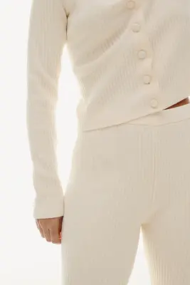 Gilet en maille côtelée - Crème — photo 2