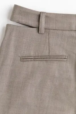 Pantalon en laine mélangée avec ouvertures - Gris ancien chiné — photo 4