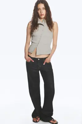 Jean bootcut ample taille basse Aura - Blue Rinse – Bleu foncé — photo 1