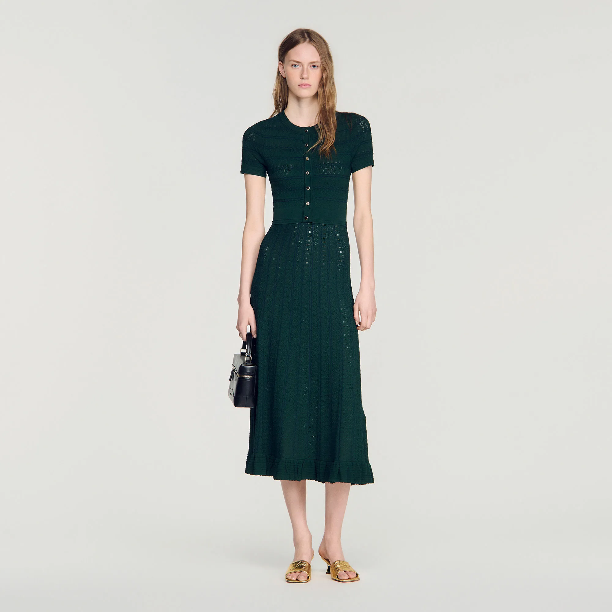 Robe longue en maille pointelle