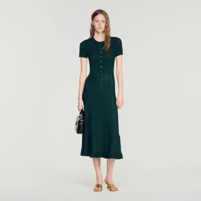 Robe longue en maille pointelle