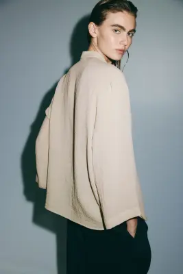 Blouse avec boutons noués - Beige — photo 3