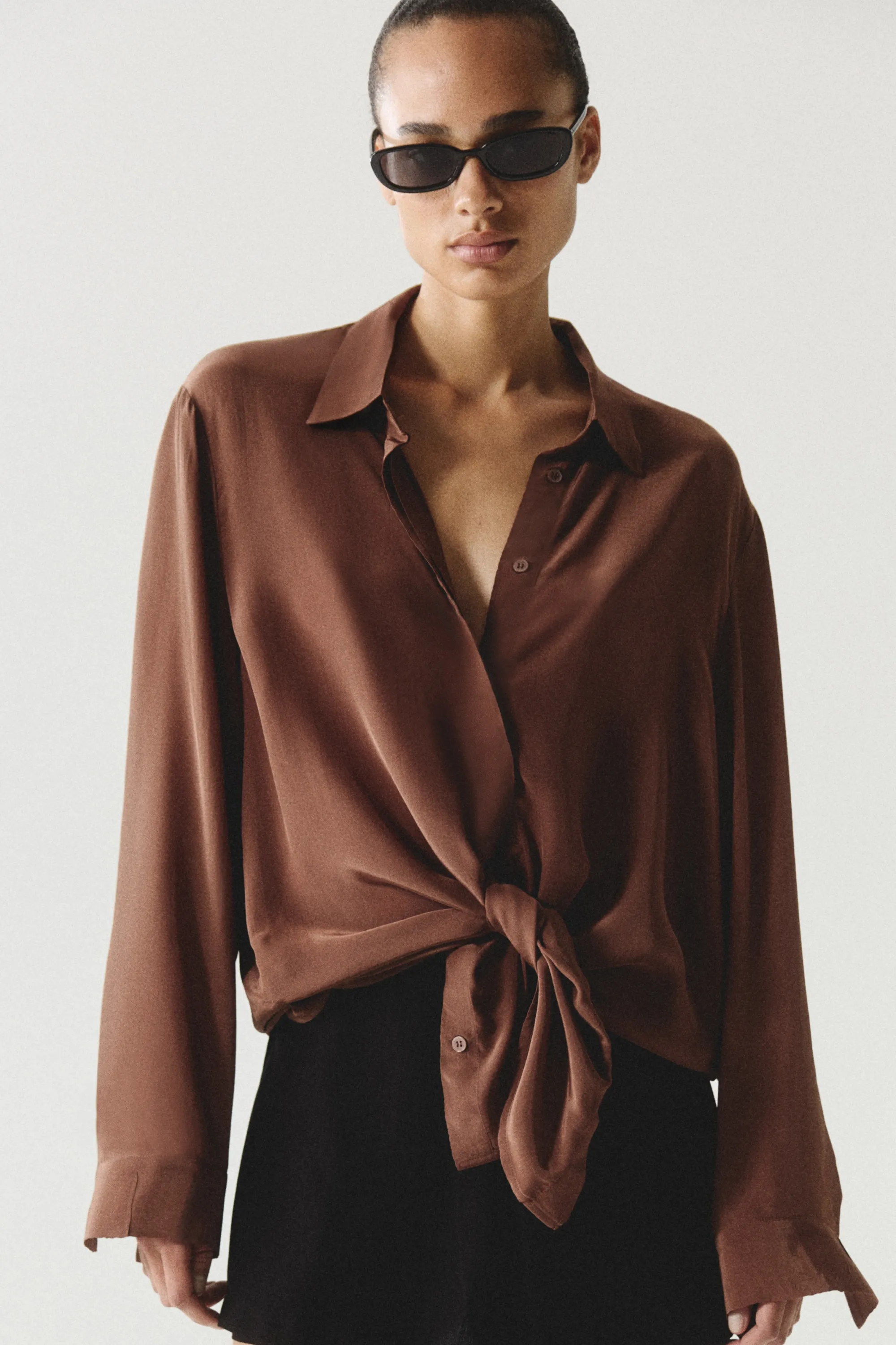 Chemise en viscose - Marron foncé