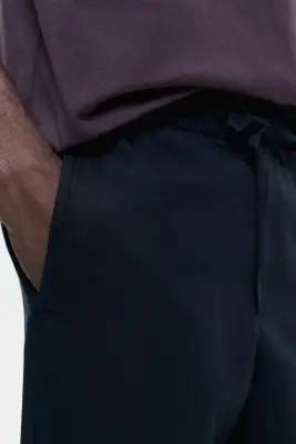 Pantalon Regular Fit en lin mélangé - Noir — photo 4