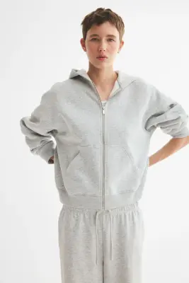 Veste à capuche zippée - Gris clair chiné — photo 5