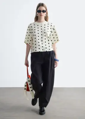 T-shirt en coton - Blanc/Pois — photo 2