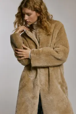 Manteau en tissu Teddy Bear - Beige — photo 1