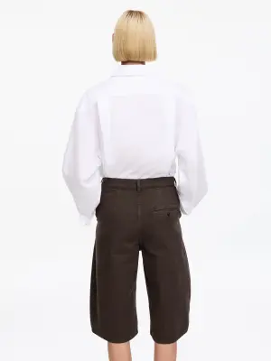 Short en toile à jambes barrel - Marron foncé — photo 4