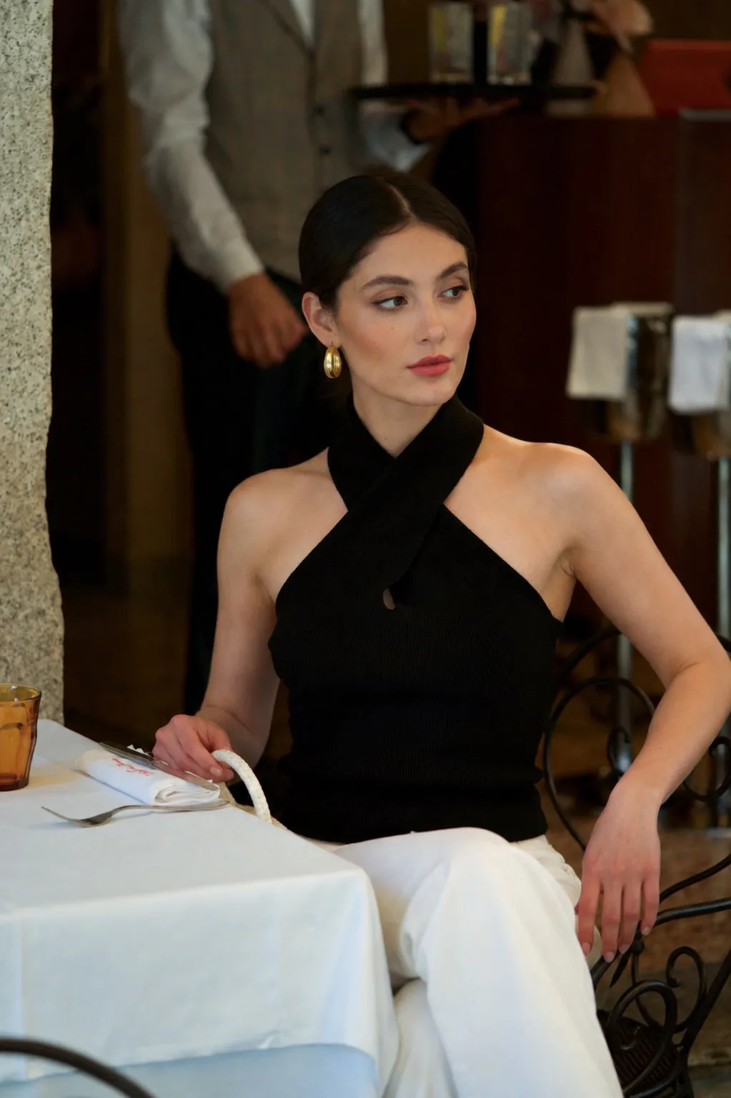 Amanda Halter Knit Top - Black