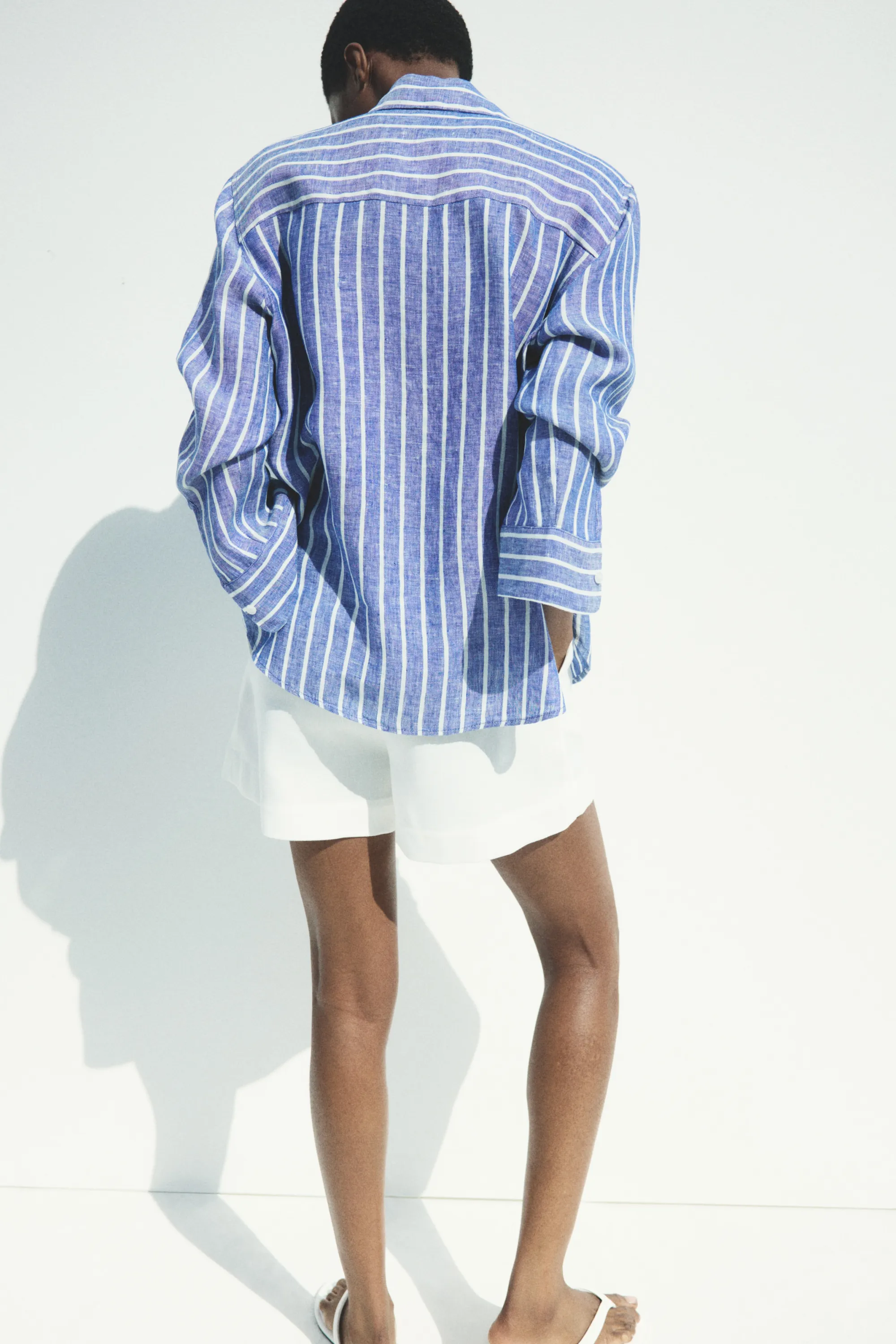 Chemise en lin - Bleu/rayé