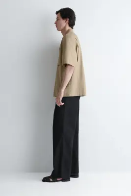 CHEMISE WORKWEAR EN COTON TEXTURÉ - SABLE — photo 2