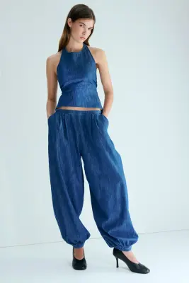 Pantalon en denim avec jambes ballon - Bleu denim — photo 3