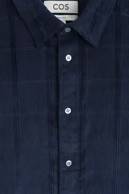 CHEMISE DÉCONTRACTÉE EN VELOURS CÔTELÉ - BLEU FONCÉ / CARREAUX — photo 2