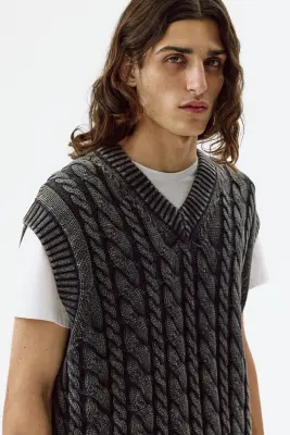 Pull sans manches Relaxed Fit en coton - Bleu marine — photo 1