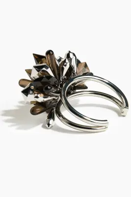 Bracelet manchette avec détail grappe - Argenté/marron foncé — photo 2