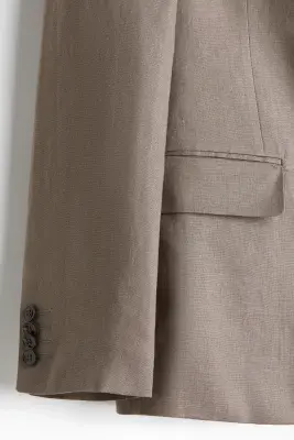 Veste Slim Fit en lin - Beige foncé — photo 1