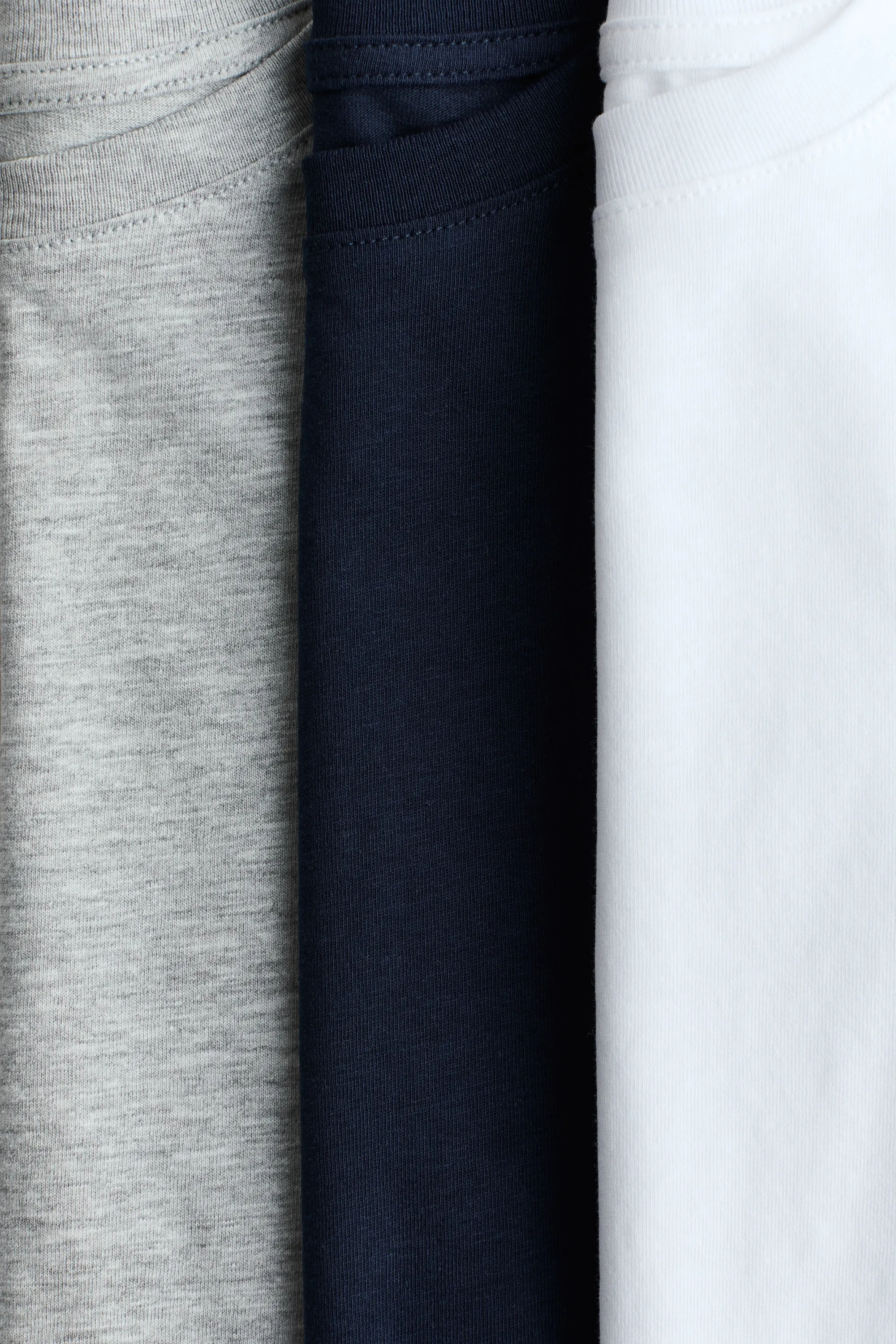 Lot de 3 T-shirts en coton - Bleu marine/blanc
