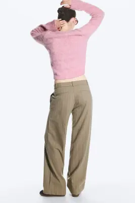 Pantalon de costume taille basse - Taupe à fines rayures — photo 2