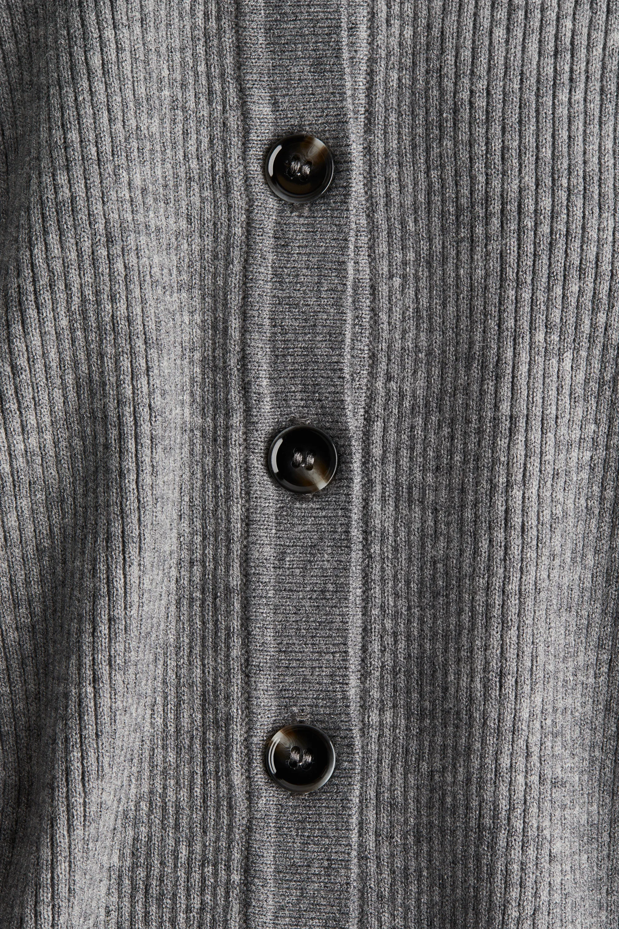 Gilet en maille côtelée - Gris chiné
