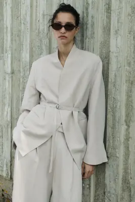 Pantalon chic en lin mélangé - Beige clair — photo 2
